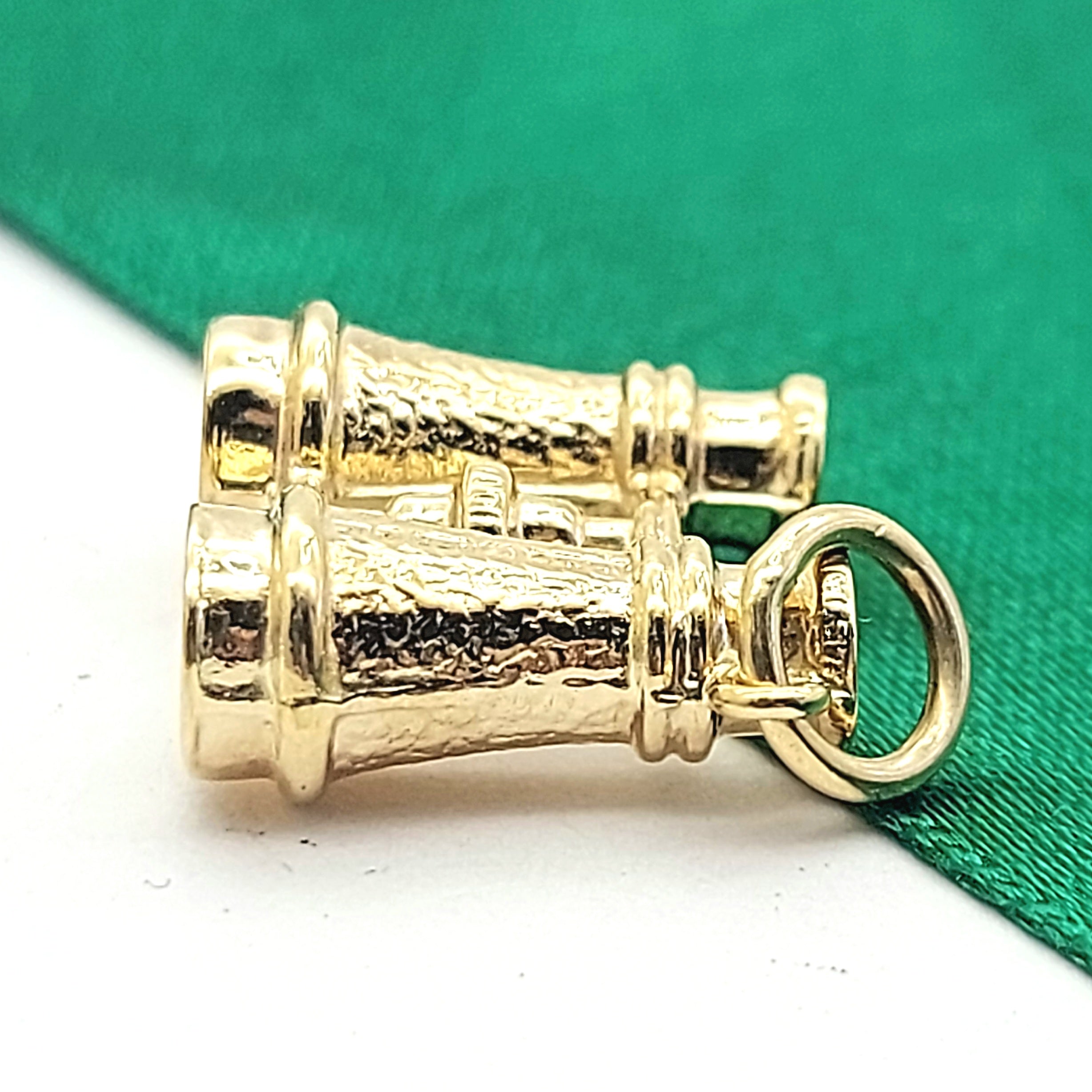 See-Through Binoculars Yellow Gold 9ct (375, 9K) Rare Artisan Antique Pendant