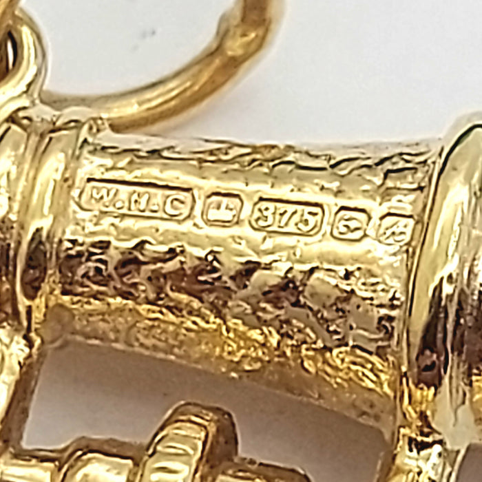 See-Through Binoculars Yellow Gold 9ct (375, 9K) Rare Artisan Antique Pendant