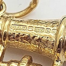Load image into Gallery viewer, See-Through Binoculars Yellow Gold 9ct (375, 9K) Rare Artisan Antique Pendant
