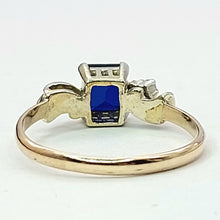 Load image into Gallery viewer, Antique Ladies Two-Tone Gold 9ct (375,9K) Sapphire & Cubic Zirconia Dress Ring