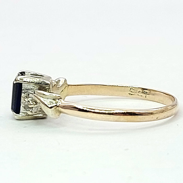 Antique Ladies Two-Tone Gold 9ct (375,9K) Sapphire & Cubic Zirconia Dress Ring