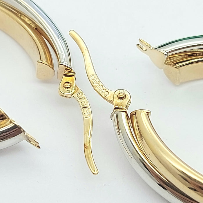 Ladies Italian Two-Tone Gold 9ct (375,9k) Oval Overlay Intertwining Hoops