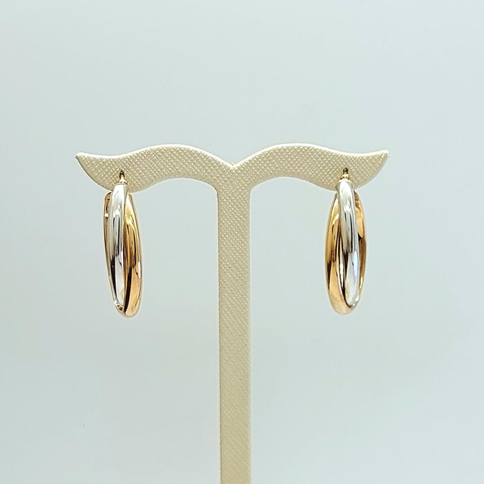 Ladies Italian Two-Tone Gold 9ct (375,9k) Oval Overlay Intertwining Hoops