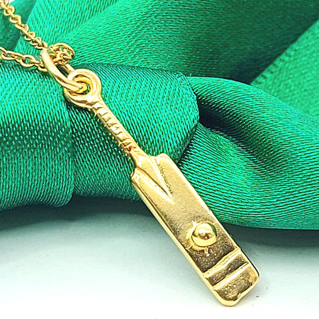 Cricket Bat & Ball Yellow Gold 9ct (375, 9K) Rare Handmade High Quality Pendant