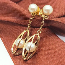 Load image into Gallery viewer, Ladies Rose Gold 9ct (375, 9k) Natural Pearl Drop/Dangle Swirl Cage Earrings
