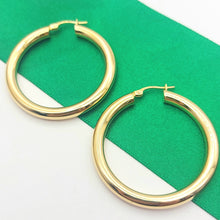 Load image into Gallery viewer, Ladies Italian Yellow Gold 9ct (375, 9K) Smooth Plain Large Hoops
