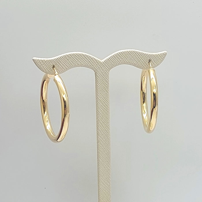 Ladies Italian Yellow Gold 9ct (375, 9K) Smooth Plain Large Hoops