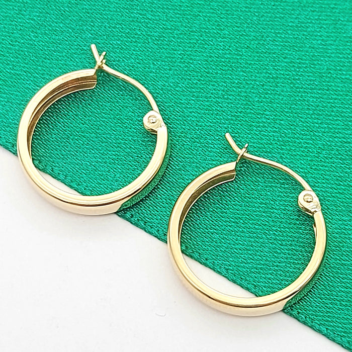 Ladies Yellow Gold 9ct (375, 9K) Smooth Plain Small Flat Hoops