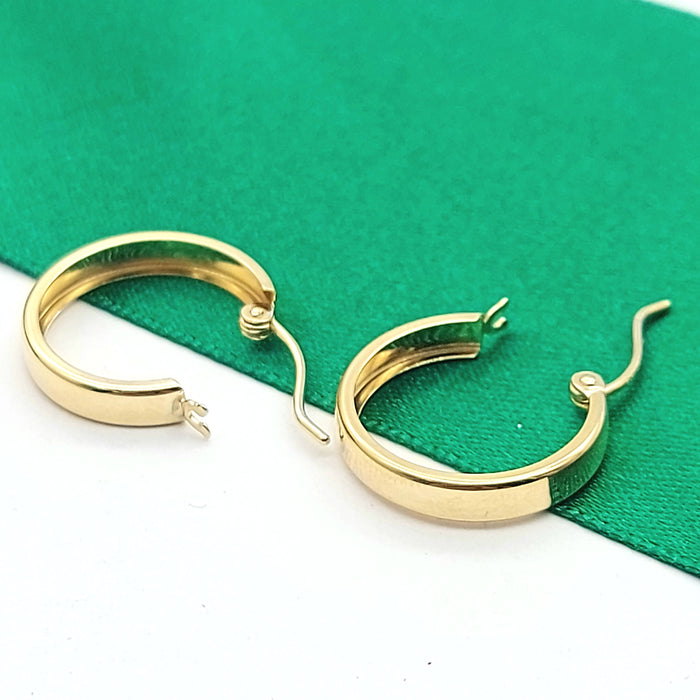 Ladies Yellow Gold 9ct (375, 9K) Smooth Plain Small Flat Hoops