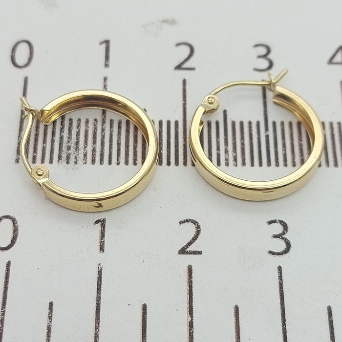 Ladies Yellow Gold 9ct (375, 9K) Smooth Plain Small Flat Hoops