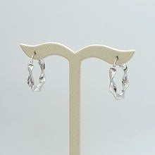 Load image into Gallery viewer, Ladies White Gold 9ct (375, 9K) High Quality Unique Twisted Patterned Hoops
