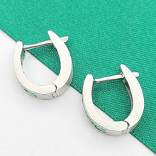 Load image into Gallery viewer, Natural Emeralds Oval Huggies Matt Finish White Gold 18ct (750, 18k) Earrings