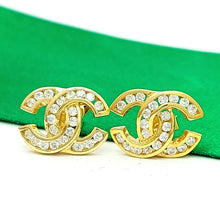 Load image into Gallery viewer, Ladies Yellow Gold 9ct (375, 9k) 'CHANEL' Style Channel set Diamantes Stud Earrings
