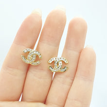 Load image into Gallery viewer, Ladies Yellow Gold 9ct (375, 9k) 'CHANEL' Style Channel set Diamantes Stud Earrings