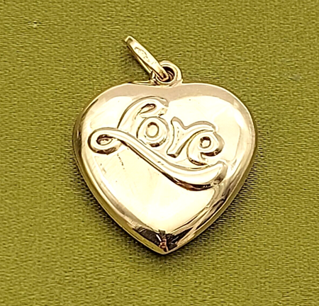 Unisex Yellow Gold 9ct (375, 9K) Rare Love Heart Pendant