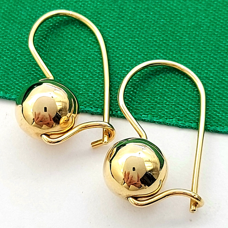 Ladies 9ct Yellow Gold (375, 9K) High Quality Kidney Ball Earrings