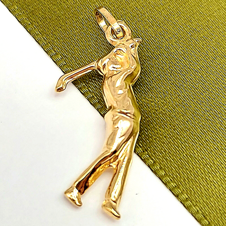 Rare Golf Player Yellow Gold 9ct (375, 9K) Italian High Quality Pendant