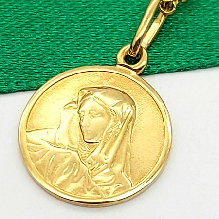 Virgin Mary Yellow Gold 9ct (375, 9K) Round Handmade High Quality Charm