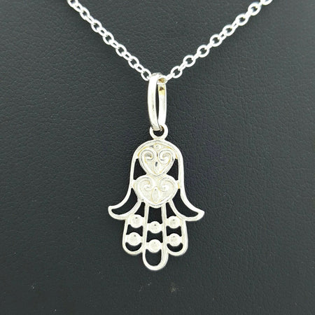Ladies Pendant 18ct (750, 18K) White Gold Heart Hand Pendant