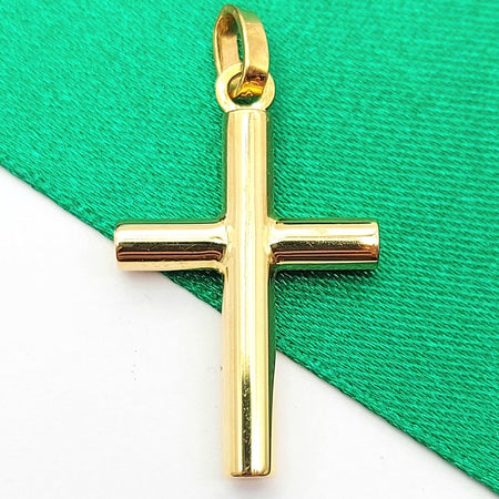 Crucifix Plain Cross Yellow Gold 14ct (585, 14K) High Quality Pendant