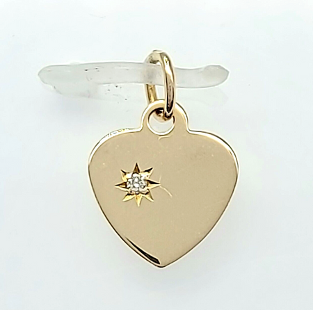 Ladies Yellow Gold 10ct (417, 10K) High Quality Natural Diamond Heart Pendant