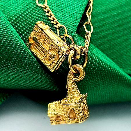 Unisex Yellow Gold 9ct (375, 9K) Unique High Quality Church & Bible Pendants