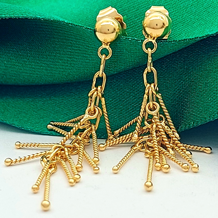 Ladies 18ct Yellow Gold (750, 18K) Rare High Quality Tassel Drop Dangle Earrings