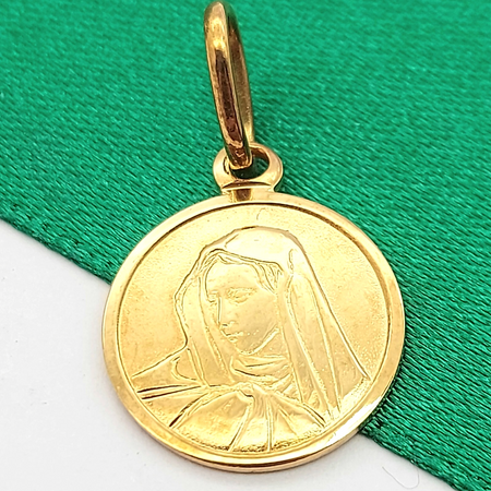 Virgin Mary Yellow Gold 18ct (750, 18K) Round Handmade High Quality Charm