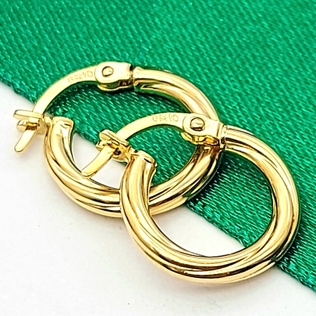 Ladies Yellow Gold 9ct (375, 9K) Petite Twisted Design Hoop earrings