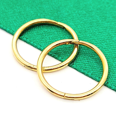 Ladies Yellow Gold 9ct (375, 9K) Petite Plain Sleeper Hoop Earrings