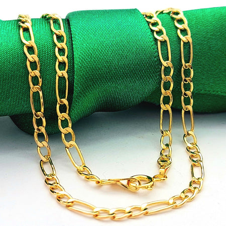 Figaro Italian Yellow Gold 9ct (375, 9k) High Quality Dainty Chain Necklace