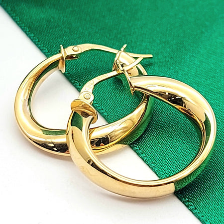 Ladies Yellow Gold 9ct (375, 9K) Asymmetrical Flow Twist Hoop earrings
