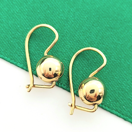 Ladies 9ct Yellow Gold (375, 9K) High Quality Petite Kidney Ball Earrings