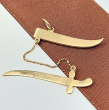 Load image into Gallery viewer, Unisex Yellow Gold 18ct (750, 18K) Rare Arabian Scabbard and Sword Pendant