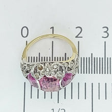 Load image into Gallery viewer, Ladies 10ct (417, 10k) White & Yellow Gold Tourmaline & Diamond Chip Dress Ring