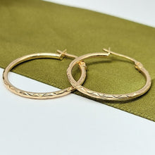 Load image into Gallery viewer, Ladies Yellow Gold 9ct (375, 9K) Patterned Diamond Cut Hoop Earrings