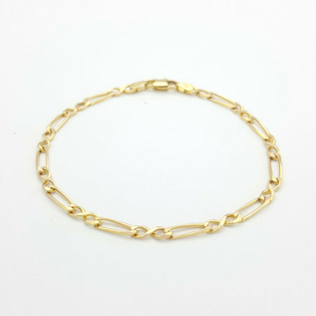 Ladies Bracelet 9ct (375,9K) Yellow Gold Figure 8 Long Short Link Chain Bracelet