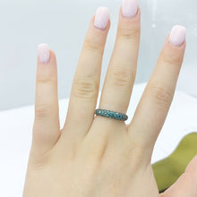 Load image into Gallery viewer, Ladies White Gold Ring 10ct (417, 10K) White Gold Turquoise Diamond Ring
