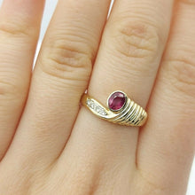 Load image into Gallery viewer, Ladies Ring 9ct (375, 9K) Yellow Gold Natural Ruby & Diamond Dress Ring