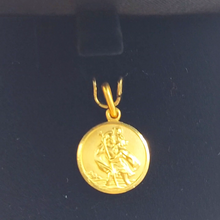 Load image into Gallery viewer, Unisex Pendant Yellow Gold 9ct (375,9k) Religious St Christopher Circle Pendant