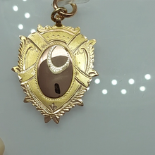 Load image into Gallery viewer, Unisex Pendant 9ct (375, 9K) Rose Gold Rare Antique Etched Shield Fob Pendant