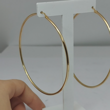 Load image into Gallery viewer, Ladies Yellow Gold 14ct (585, 14K) High Quality Large Round Hoop Earrings