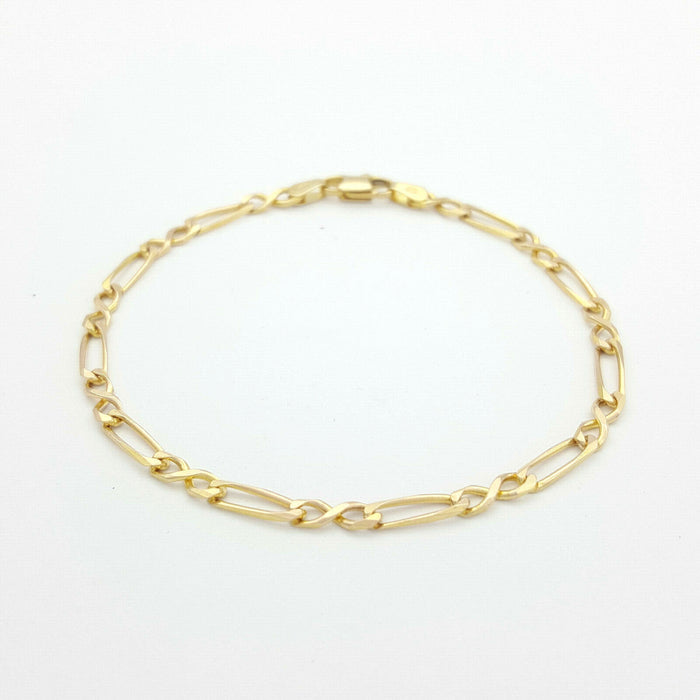 Ladies Bracelet 9ct (375,9K) Yellow Gold Figure 8 Long Short Link Chain Bracelet