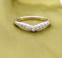 Load image into Gallery viewer, Ladies White Gold 10ct (417, 10K) MHJ Natural Pave Diamond Wishbone Dress Ring