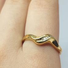 Load image into Gallery viewer, Ladies Ring 9ct (375, 9K) Yellow Gold Natural Diamond Baguette Birthstone Ring