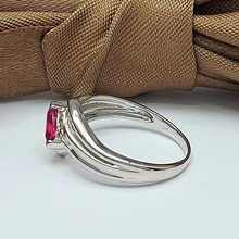Load image into Gallery viewer, Ladies White Gold 9ct (375,9k) Ruby and Natural Diamonds Swirl Dress Ring