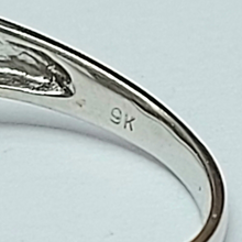 Load image into Gallery viewer, Ladies White Gold 9ct (375,9k) Ruby and Natural Diamonds Swirl Dress Ring