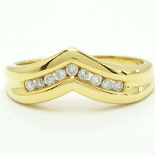 Load image into Gallery viewer, Ladies Ring 9ct (375, 9K) Yellow Gold V Shape Curve Style (0.26ct) Diamond Ring