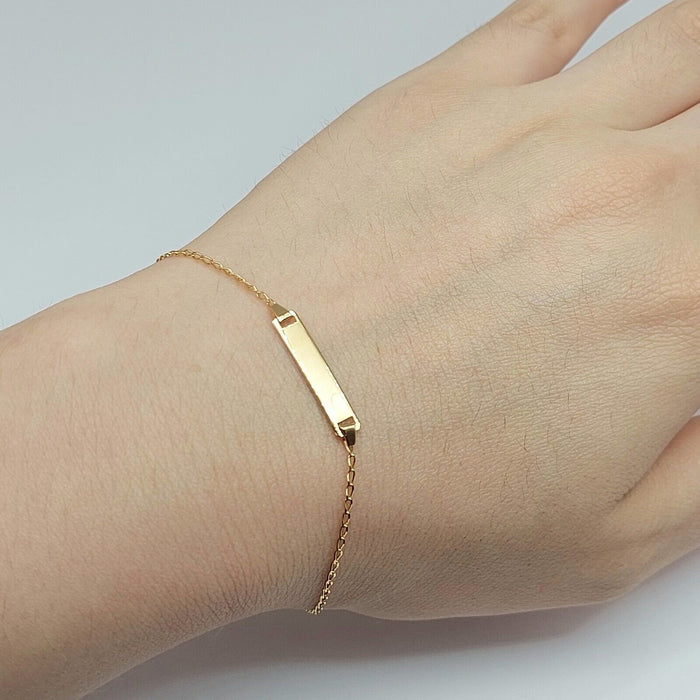 Ladies Yellow Gold 14ct (585, 14K) Solid High Quality Link Bar Bracelet