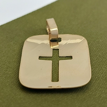 Load image into Gallery viewer, Unisex Yellow Gold 9ct (375, 9K) High Quality Etched Cut-Out Cross Pendant